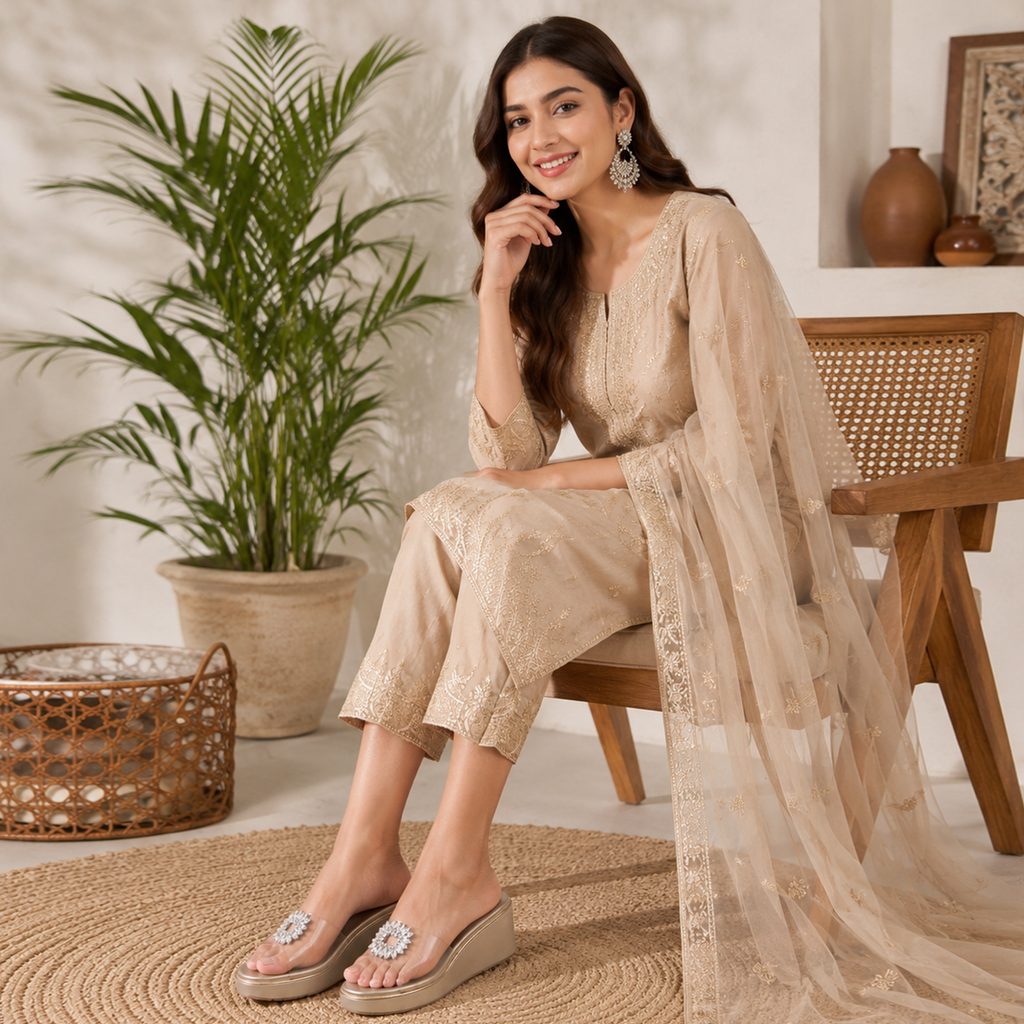 Chandni Bloom Wedges