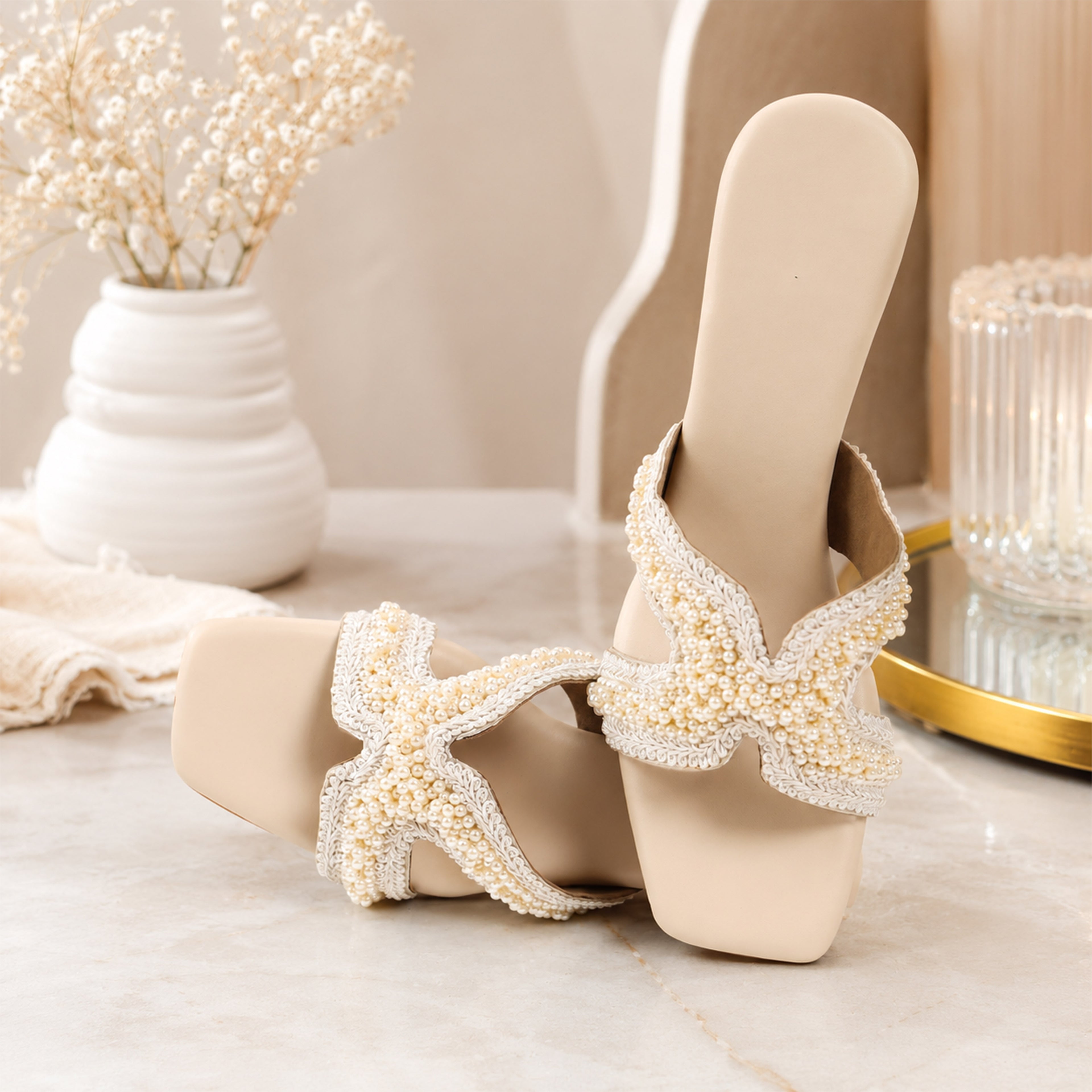 Zari Cutwork Cushioned Wedges